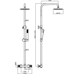 Core Exposed Thermostatic Rigid Riser Shower Kit