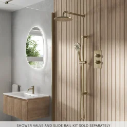 Core Fluted Round Fixed Shower Head with Arm