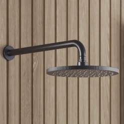 Core Fluted Round Fixed Shower Head with Arm