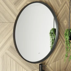 Core LED Illuminated Round Framed Mirror with Demister Pad & Colour Change Lights - 600mm
