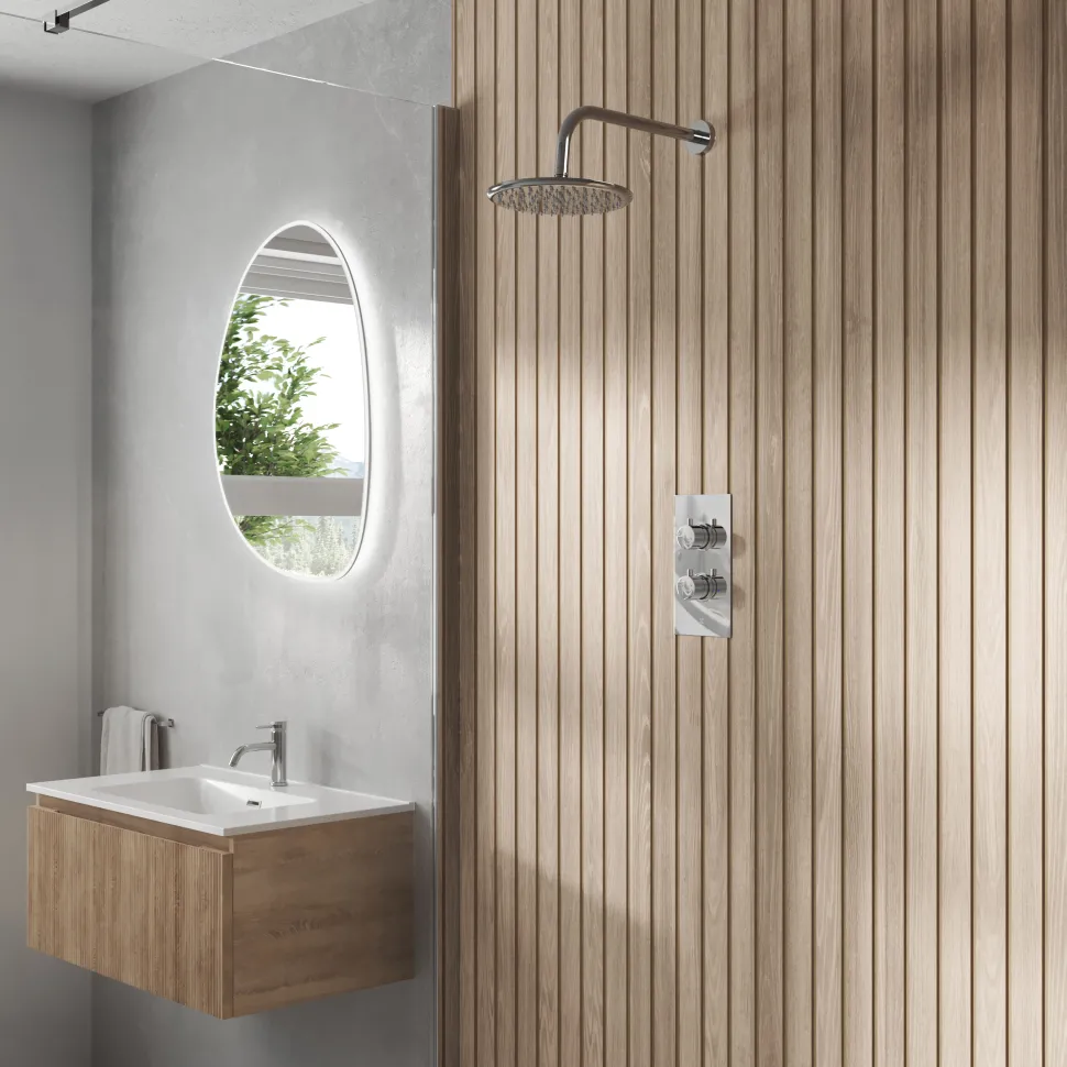 Core 1 Outlet Concealed Shower Valve & Wall Mounted Fixed Shower Head