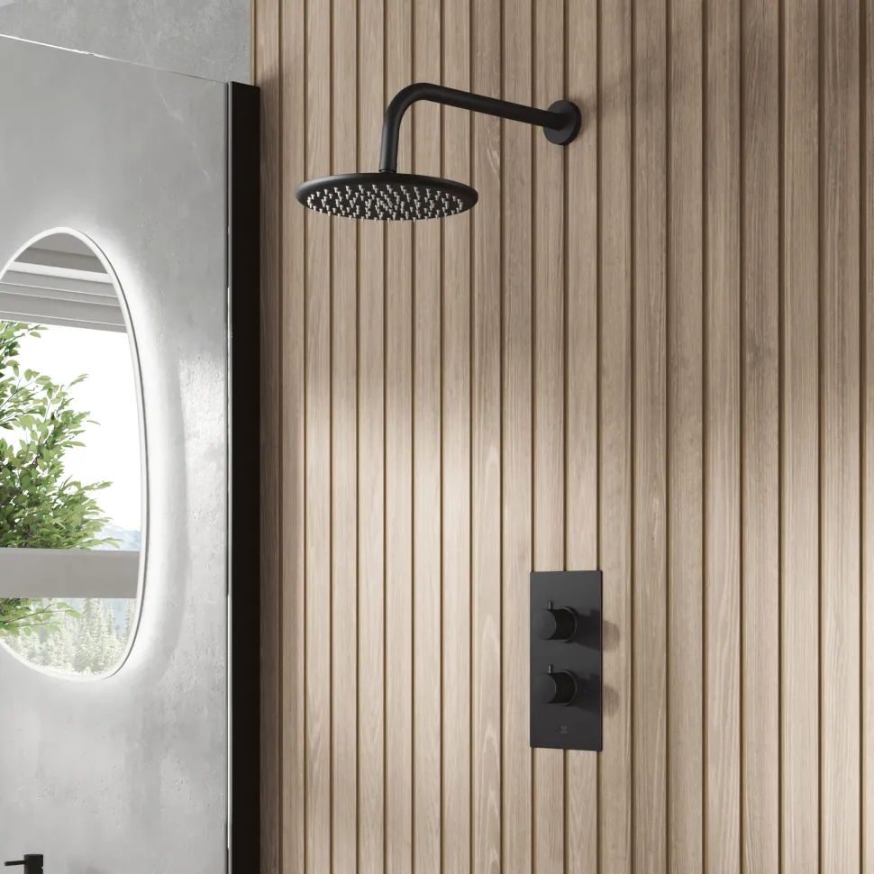 Core 1 Outlet Concealed Shower Valve & Wall Mounted Fixed Shower Head