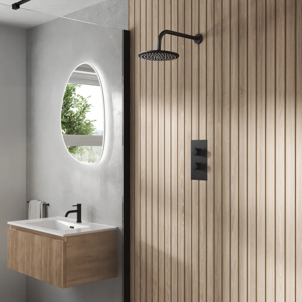 Core 1 Outlet Concealed Shower Valve & Wall Mounted Fixed Shower Head