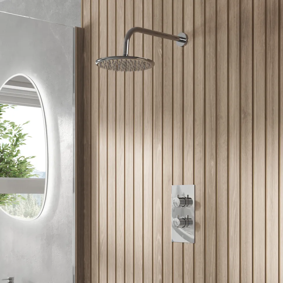 Core 1 Outlet Concealed Shower Valve & Wall Mounted Fixed Shower Head