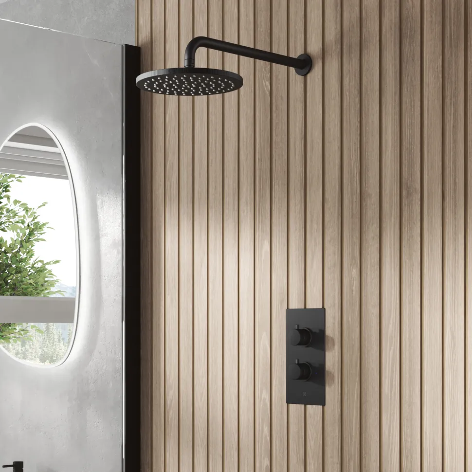 Core 1 Outlet Concealed Shower Valve & Wall Mounted Fixed Shower Head