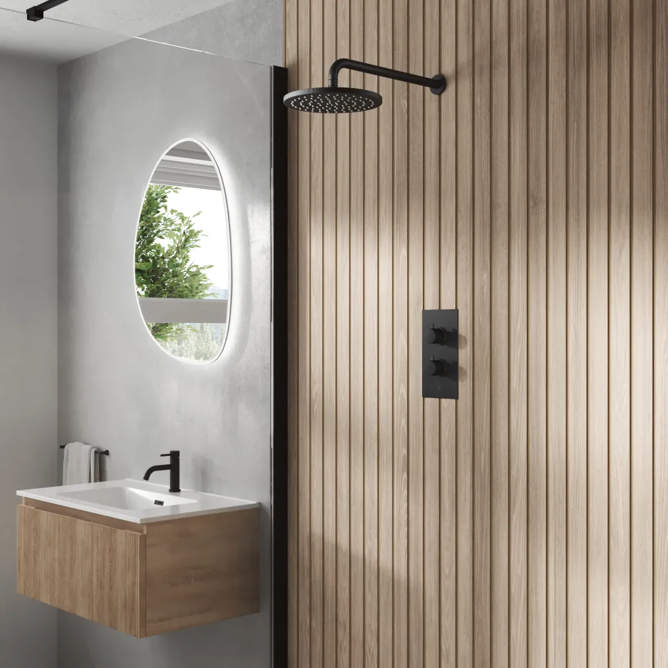 Core 1 Outlet Concealed Shower Valve & Wall Mounted Fixed Shower Head