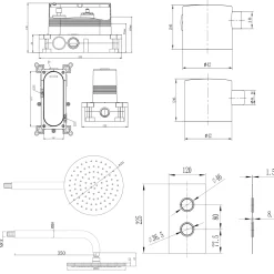 Core 1 Outlet Concealed Shower Valve & Wall Mounted Fixed Shower Head