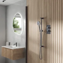 Core 1 Outlet Concealed Shower Valve & Slide Rail Kit with Fluted Handset