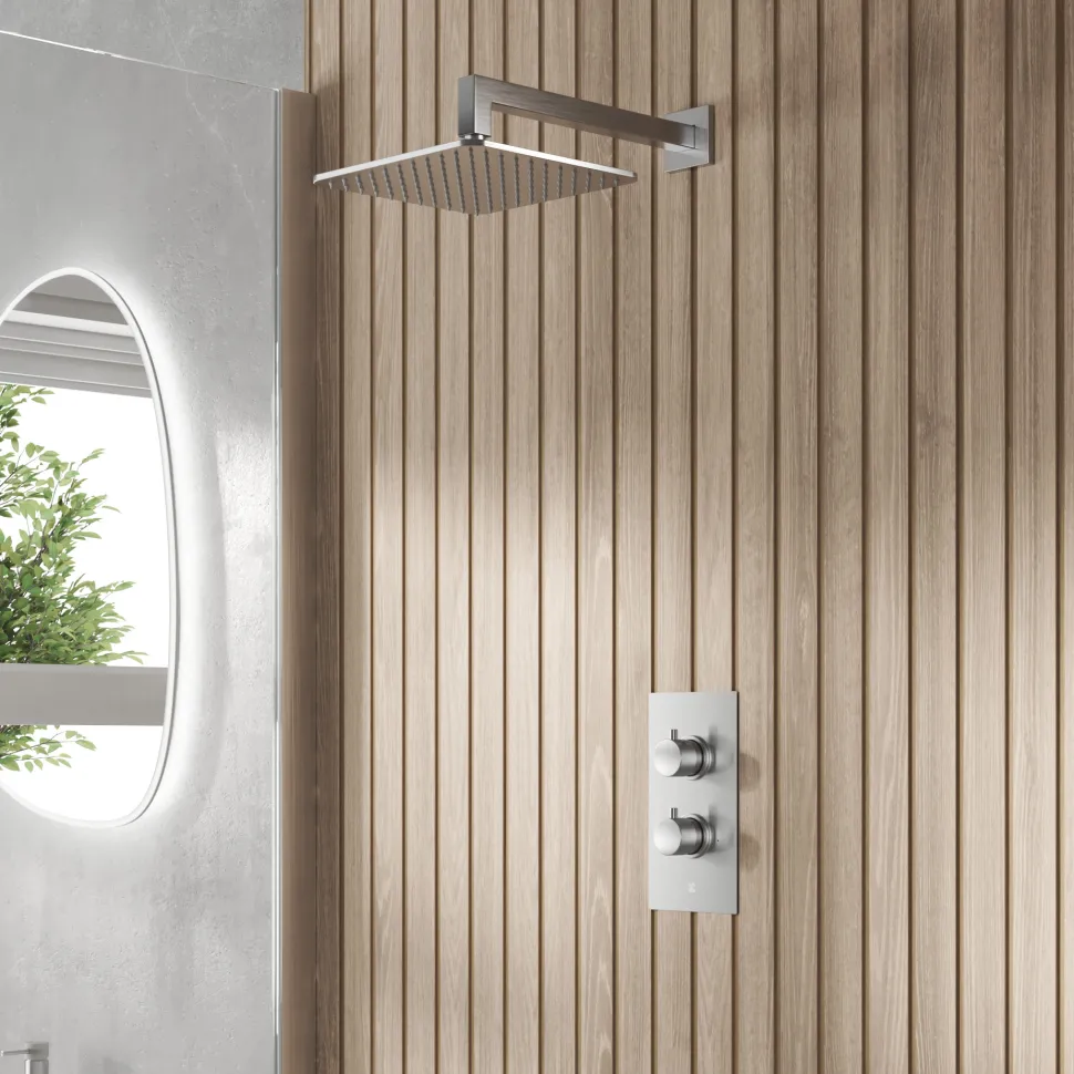 Core 1 Outlet Concealed Valve & Fixed Wall Mounted Square Shower Head