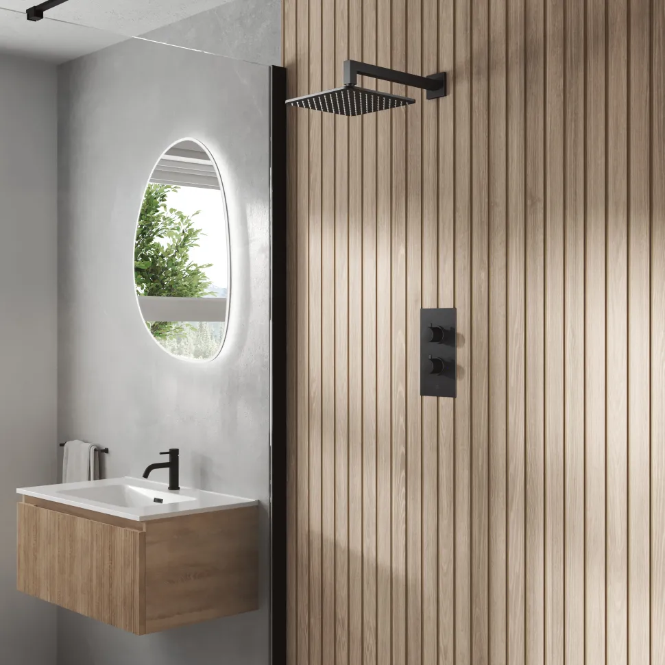 Core 1 Outlet Concealed Valve & Fixed Wall Mounted Square Shower Head