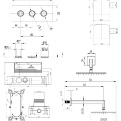 Core 1 Outlet Concealed Valve & Fixed Wall Mounted Square Shower Head
