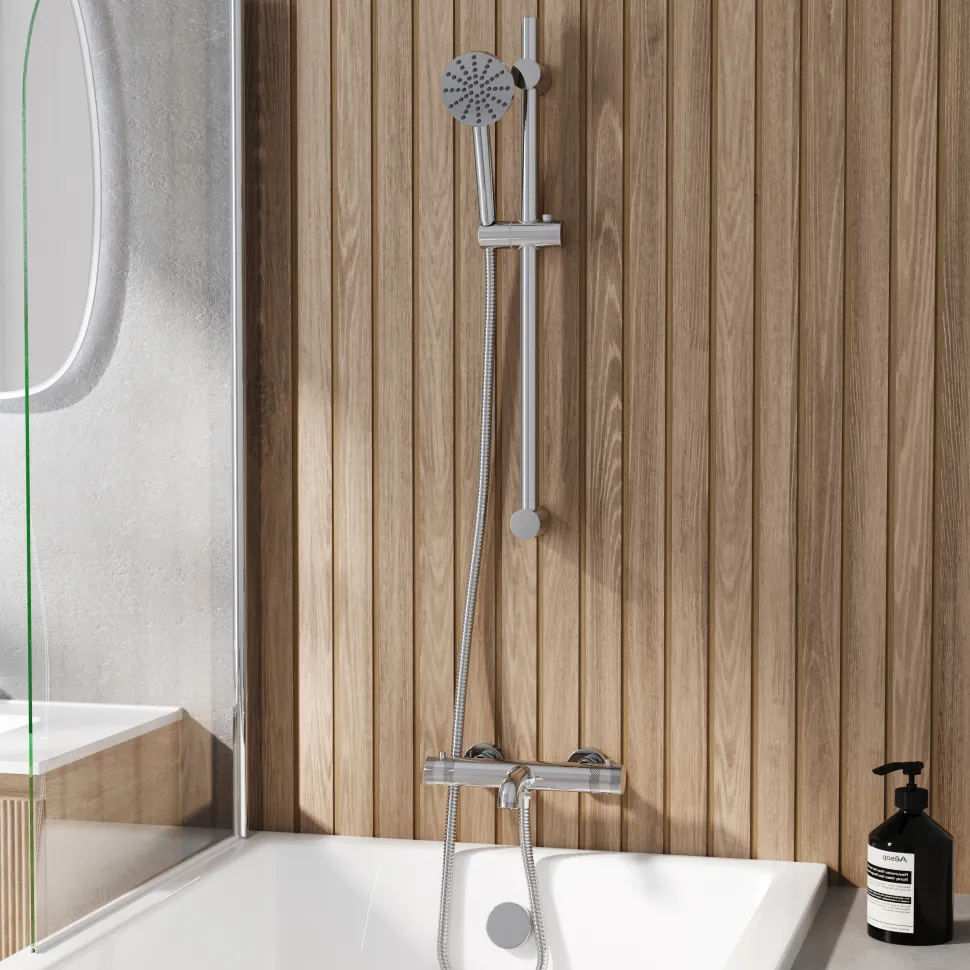 Core 2 Outlet Wall Mounted Bath Shower Mixer with Slide Rail Kit
