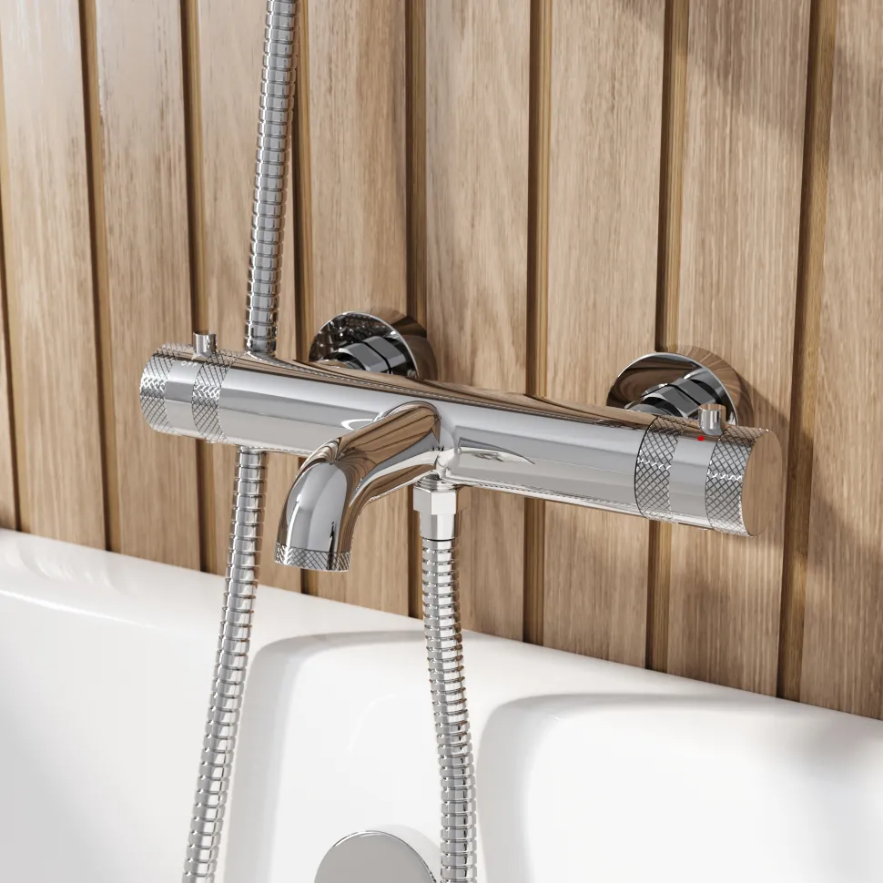 Core 2 Outlet Wall Mounted Bath Shower Mixer with Slide Rail Kit
