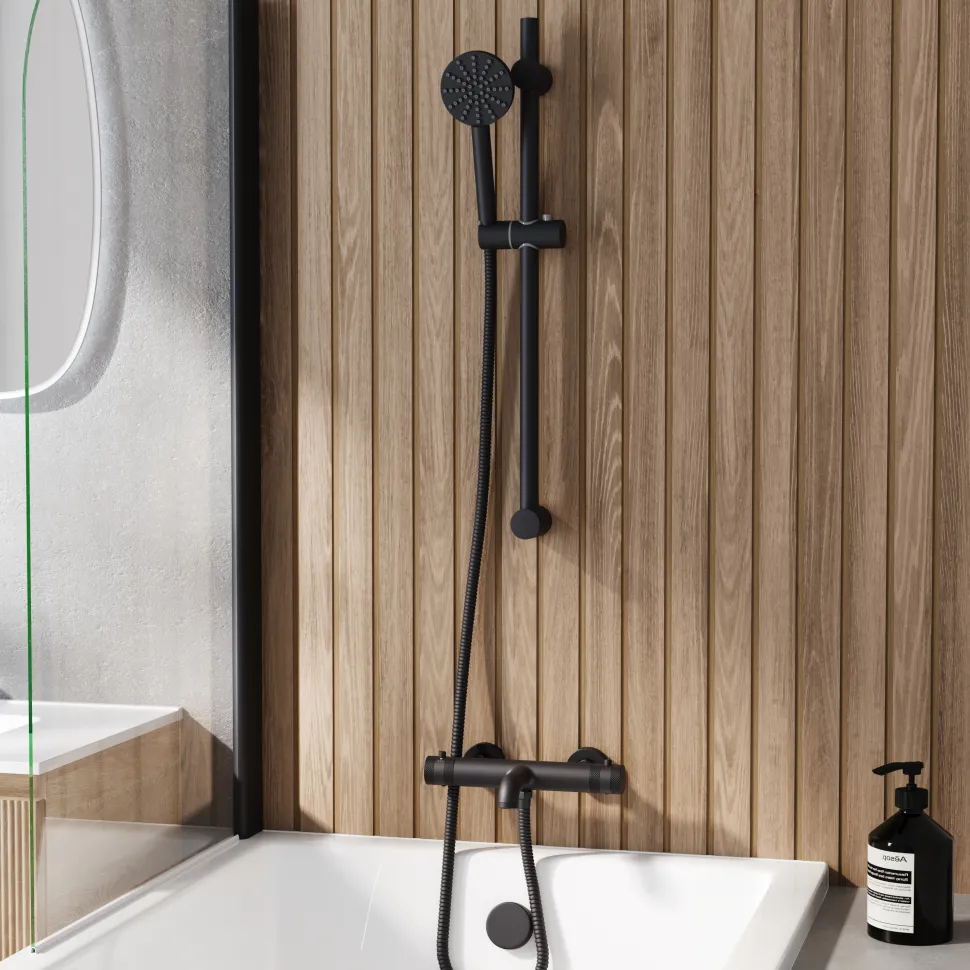 Core 2 Outlet Wall Mounted Bath Shower Mixer with Slide Rail Kit