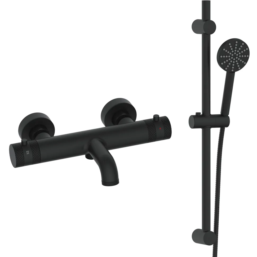 Core 2 Outlet Wall Mounted Bath Shower Mixer with Slide Rail Kit