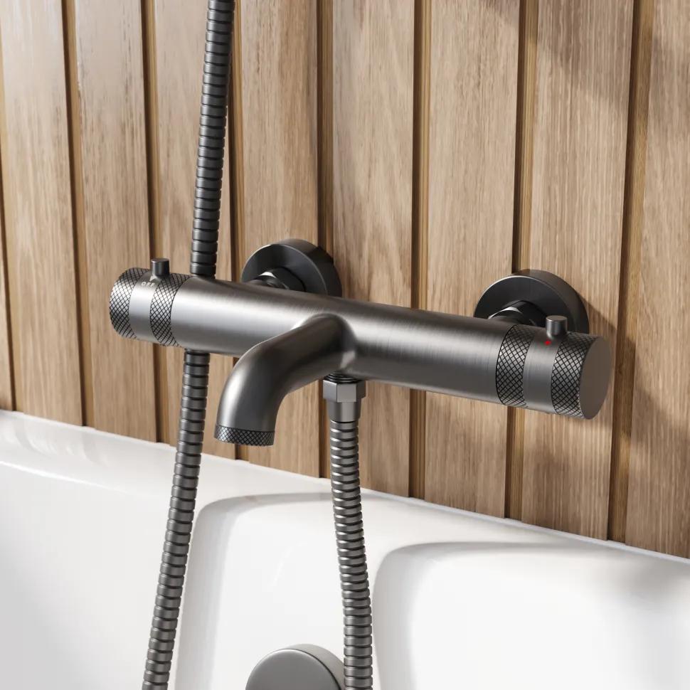 Core 2 Outlet Wall Mounted Bath Shower Mixer with Slide Rail Kit
