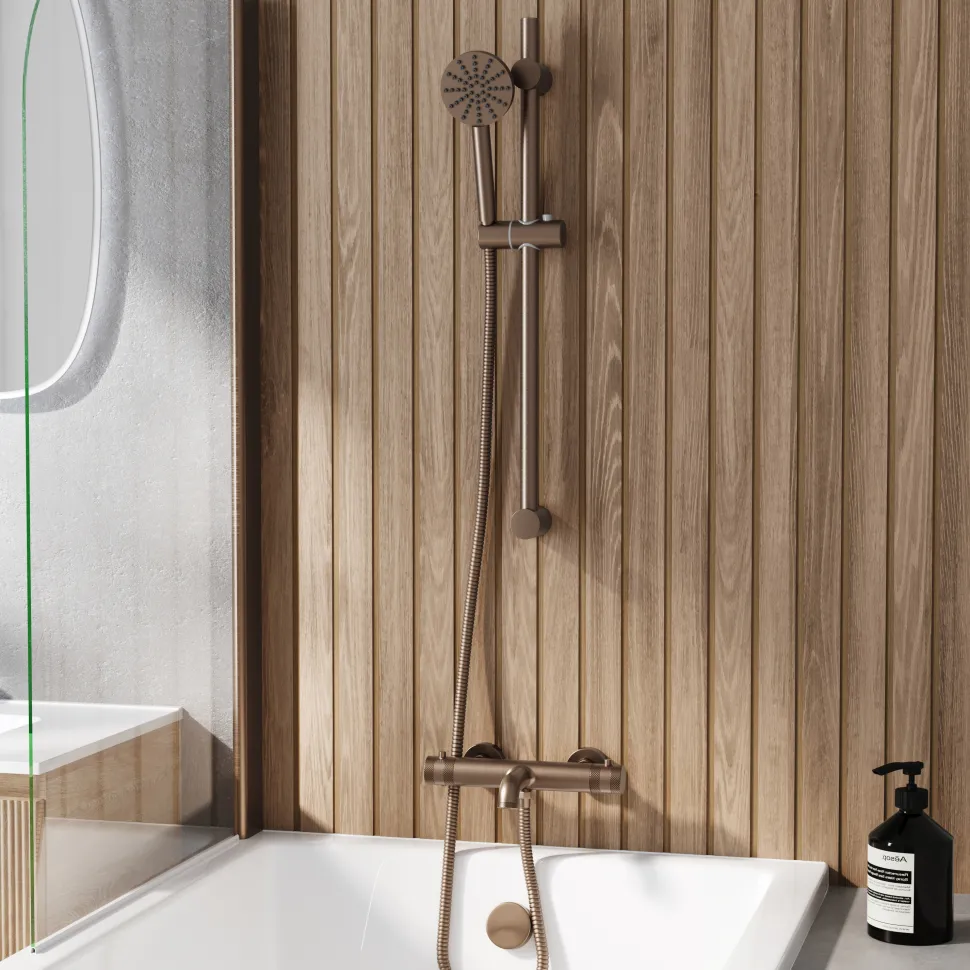 Core 2 Outlet Wall Mounted Bath Shower Mixer with Slide Rail Kit