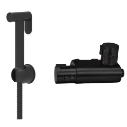 Core Round Douche Kit With Thermostatic Valve - Matt Black