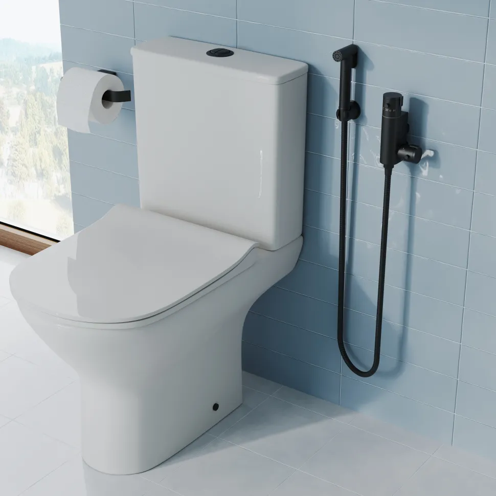 Core Round Douche Kit With Thermostatic Valve - Matt Black