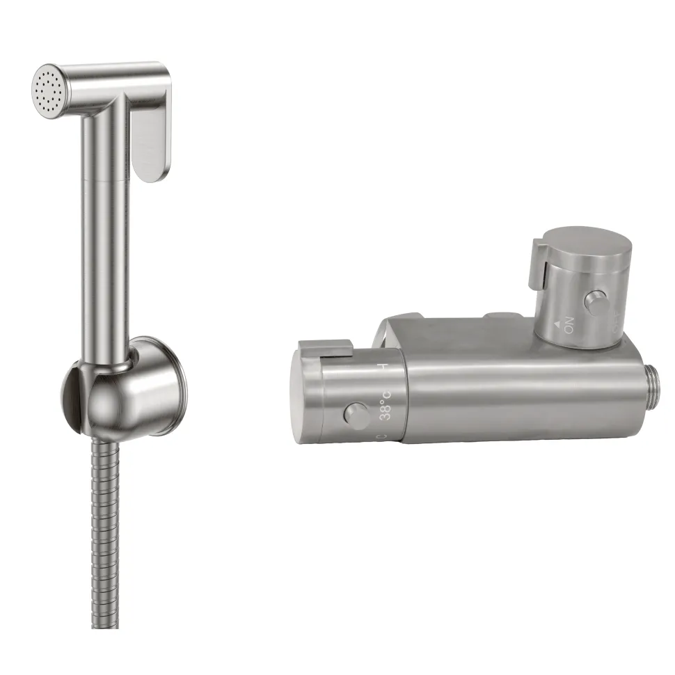 Core Round Douche Kit With Thermostatic Valve - Brushed Nickel
