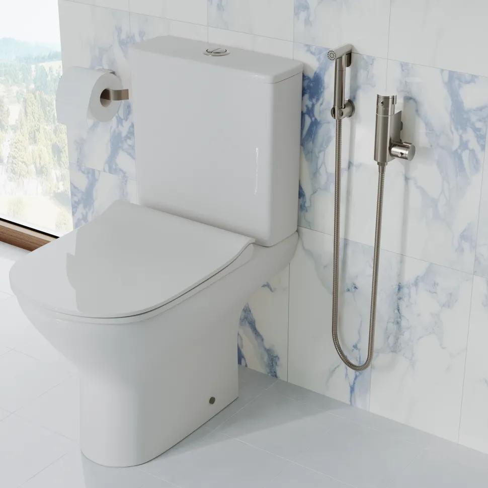 Core Round Douche Kit With Thermostatic Valve - Brushed Nickel