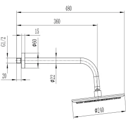 Core Round Fixed Shower Head with Arm