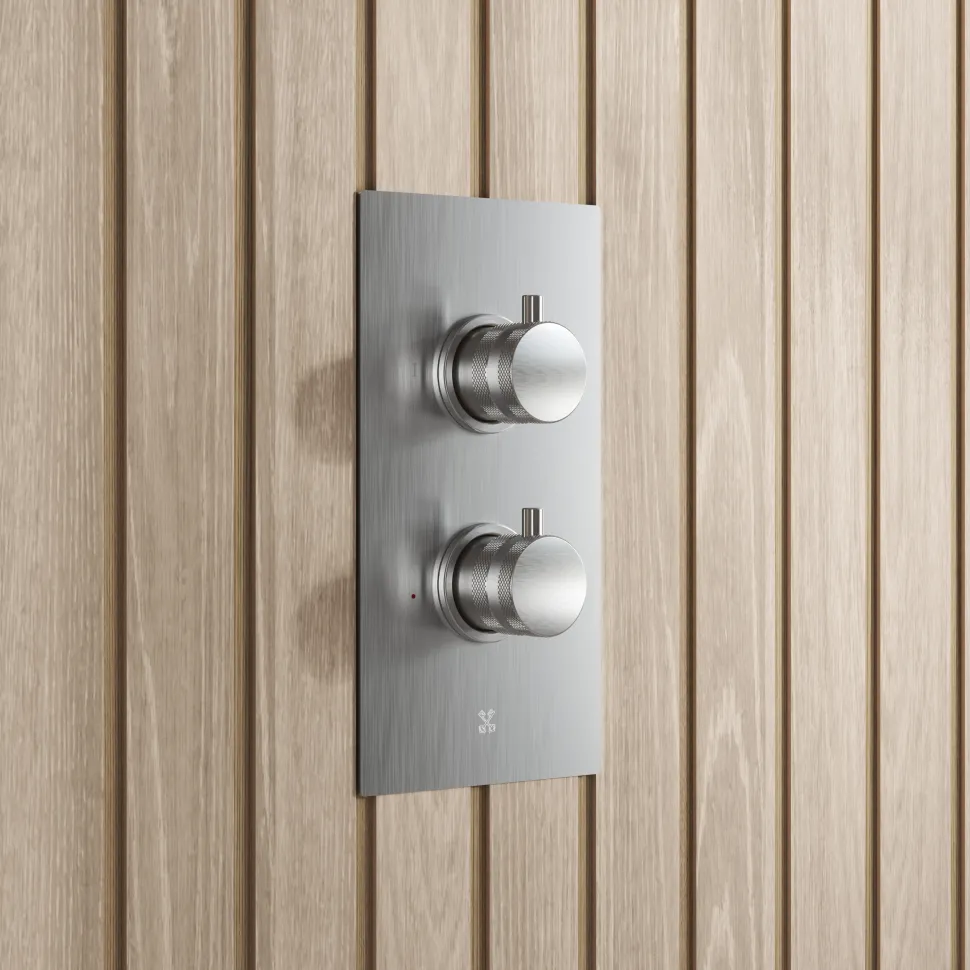 Core Shower Package with 2 Outlet Valve, Fixed Wall Mounted Square Shower Head & Shower Wall Kit