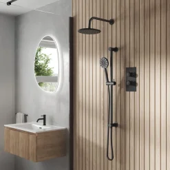 Core Shower Package with 2 Outlet Concealed Valve, Shower Head & Fluted Handset Slide Rail Kit
