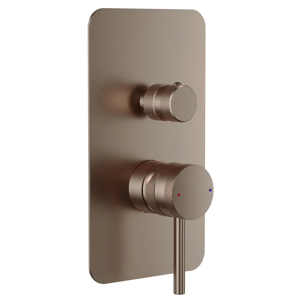 Core Shower Package with 2 Outlet Manual Valve, Fixed Wall Mounted Shower Head & Fluted Handset Slide Rail Kit