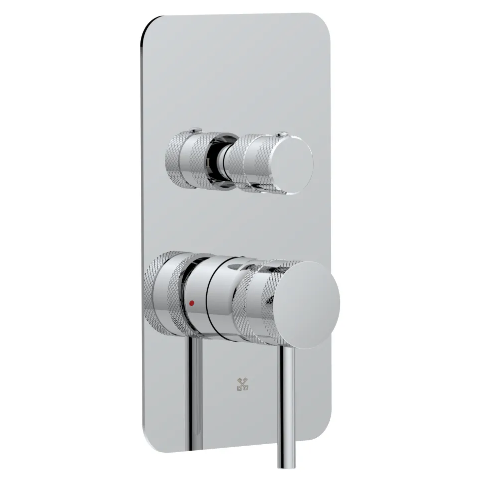 Core Shower Package with 2 Outlet Manual Valve, Fixed Wall Mounted Shower Head & Fluted Handset Slide Rail Kit