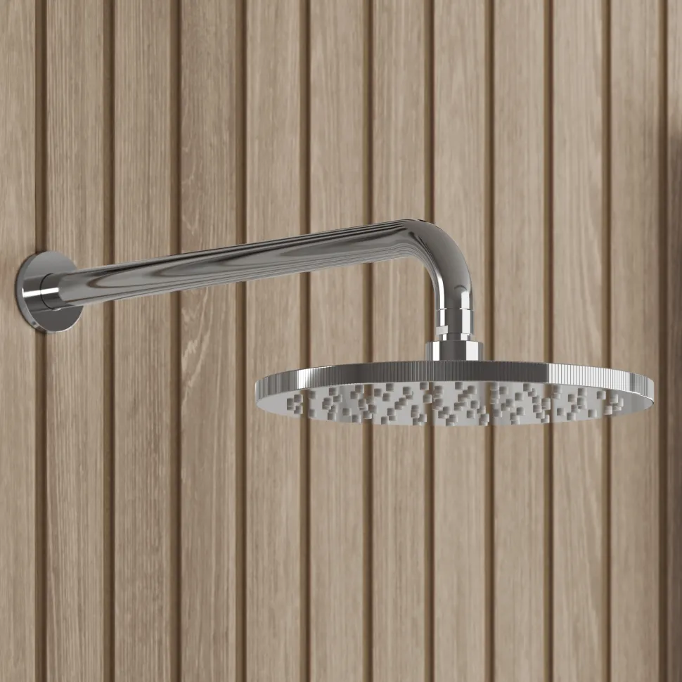 Core Shower Package with 2 Outlet Manual Valve, Fixed Wall Mounted Shower Head & Fluted Handset Slide Rail Kit
