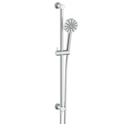 Core Shower Package with 2 Outlet Manual Valve, Fixed Wall Mounted Shower Head & Fluted Handset Slide Rail Kit