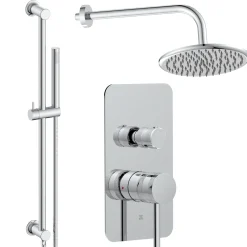 Core Shower Package with 2 Outlet Manual Valve, Fixed Wall Mounted Shower Head & Microphone Handset Slide Rail Kit