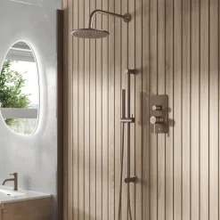 Core Shower Package with 2 Outlet Manual Valve, Fixed Wall Mounted Shower Head & Microphone Handset Slide Rail Kit