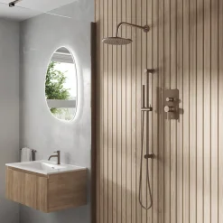 Core Shower Package with 2 Outlet Manual Valve, Fixed Wall Mounted Shower Head & Microphone Handset Slide Rail Kit