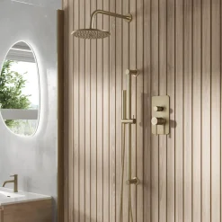Core Shower Package with 2 Outlet Manual Valve, Fixed Wall Mounted Shower Head & Microphone Handset Slide Rail Kit
