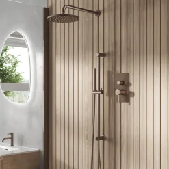 Core Shower Package with 2 Outlet Manual Valve, Fixed Wall Mounted Shower Head & Microphone Handset Slide Rail Kit