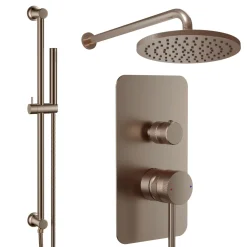 Core Shower Package with 2 Outlet Manual Valve, Fixed Wall Mounted Shower Head & Microphone Handset Slide Rail Kit