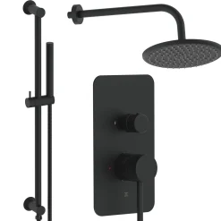 Core Shower Package with 2 Outlet Manual Valve, Fixed Wall Mounted Shower Head & Microphone Handset Slide Rail Kit