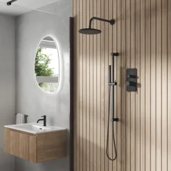Core Shower Package with 2 Outlet Manual Valve, Fixed Wall Mounted Shower Head & Microphone Handset Slide Rail Kit