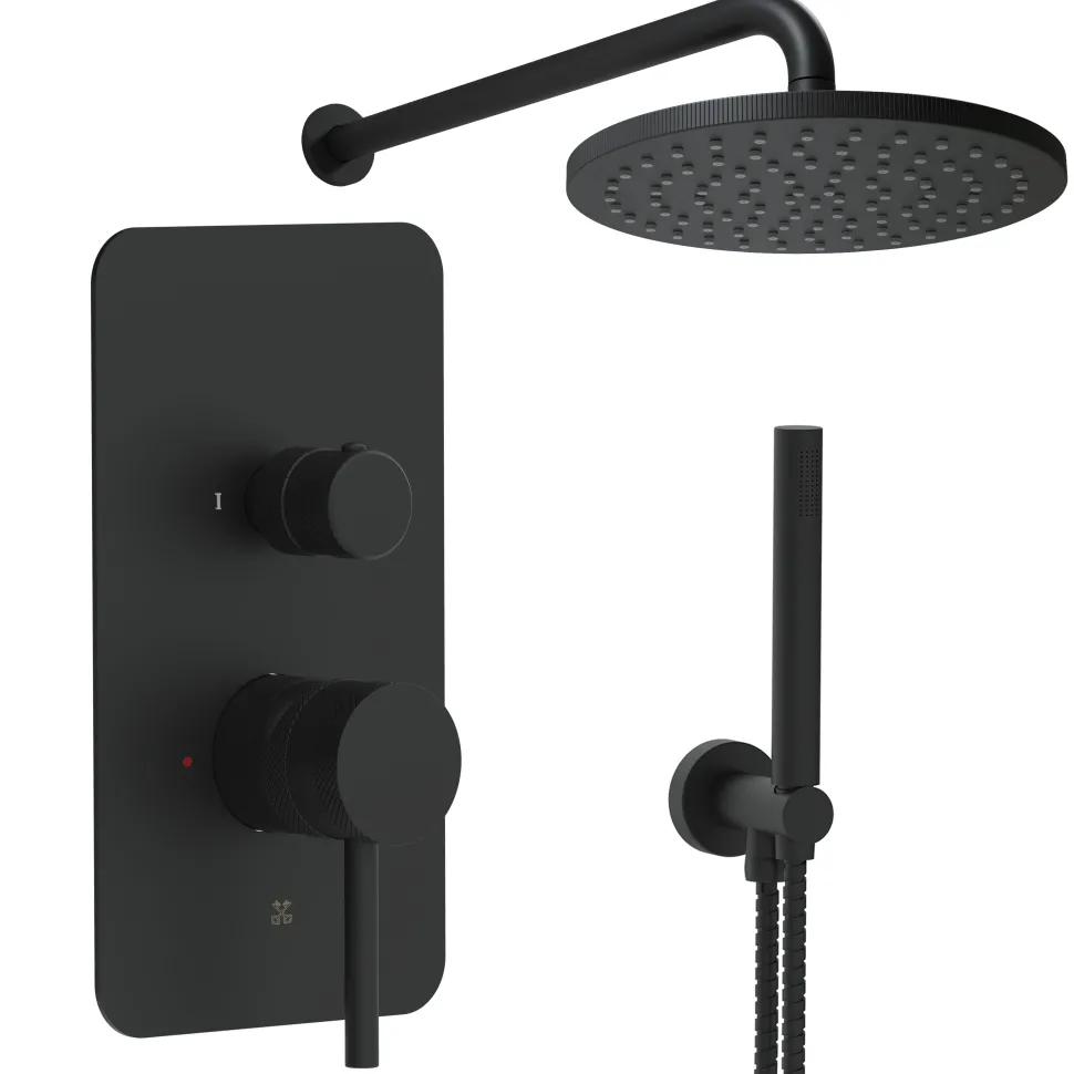 Core Shower Package with 2 Outlet Manual Valve, Fixed Wall Mounted Shower Head & Shower Kit