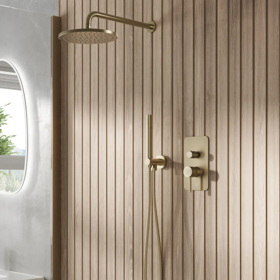 Core Shower Package with 2 Outlet Manual Valve, Fixed Wall Mounted Shower Head & Shower Kit