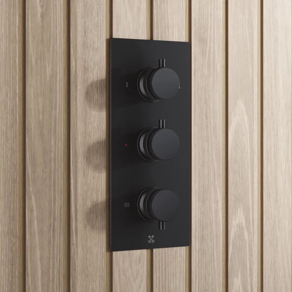 Core Shower Package with 3 Outlet Concealed Valve, Fixed Shower Head, Slide Rail Kit & Overflow Bath Filler