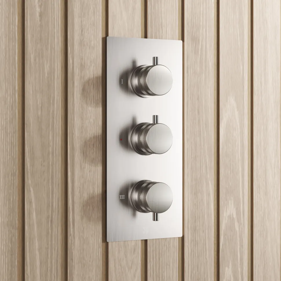 Core Shower Package with 3 Outlet Concealed Valve, Fixed Shower Head, Slide Rail Kit & Overflow Bath Filler