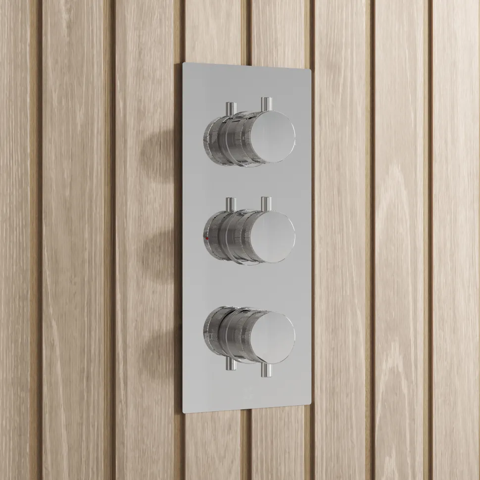 Core Shower Package with 3 Outlet Concealed Valve, Fixed Shower Head, Slide Rail Kit & Overflow Bath Filler