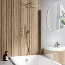 Core Shower Package with 3 Outlet Valve, Fixed Shower Head, Kit & Overflow Bath Filler