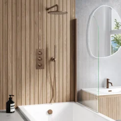 Core Shower Package with 3 Outlet Valve, Fixed Shower Head, Kit & Overflow Bath Filler