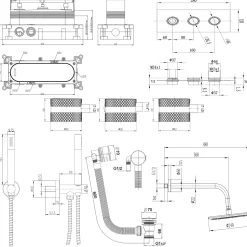 Core Shower Package with 3 Outlet Valve, Fixed Shower Head, Kit & Overflow Bath Filler