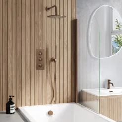 Core Shower Package with 3 Outlet Valve, Fixed Shower Head, Kit & Overflow Bath Filler