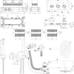 Core Shower Package with 3 Outlet Valve, Fixed Shower Head, Kit & Overflow Bath Filler